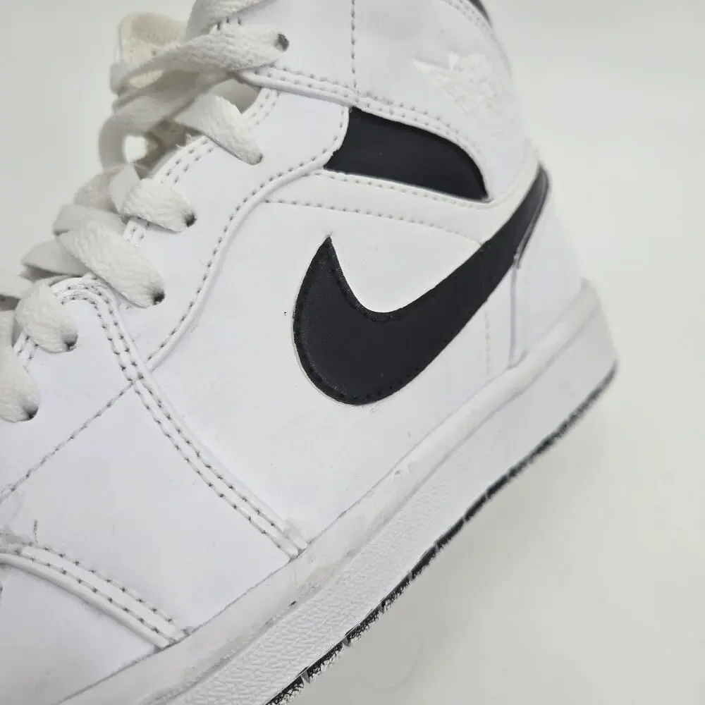 Nike Women's 8 Air Jordan 1 Mid White Black Sneakers Shoes Basketball Sports
